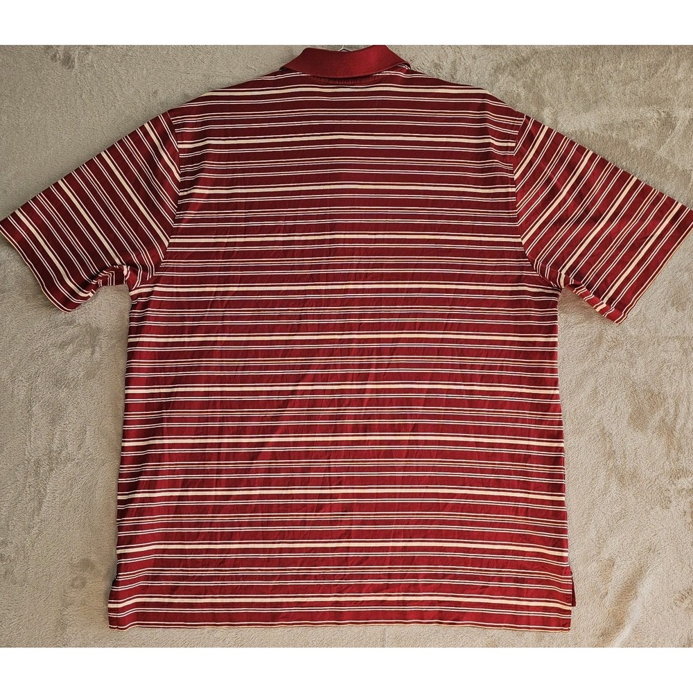 Golf Polo Shirt Mens Large Red White Striped Cotton Country Club Performance - Picture 2 of 6